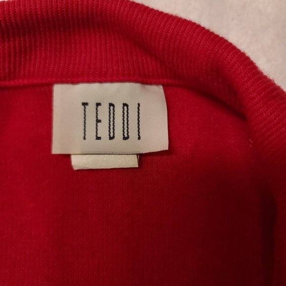 Teddi Womens Large Red Black Floral Long Sleeve Button Up Cardigan Sweater USA - Picture 11 of 13